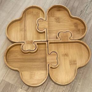 Amazing Bamboo Wood Puzzle Heart - all four pieces!